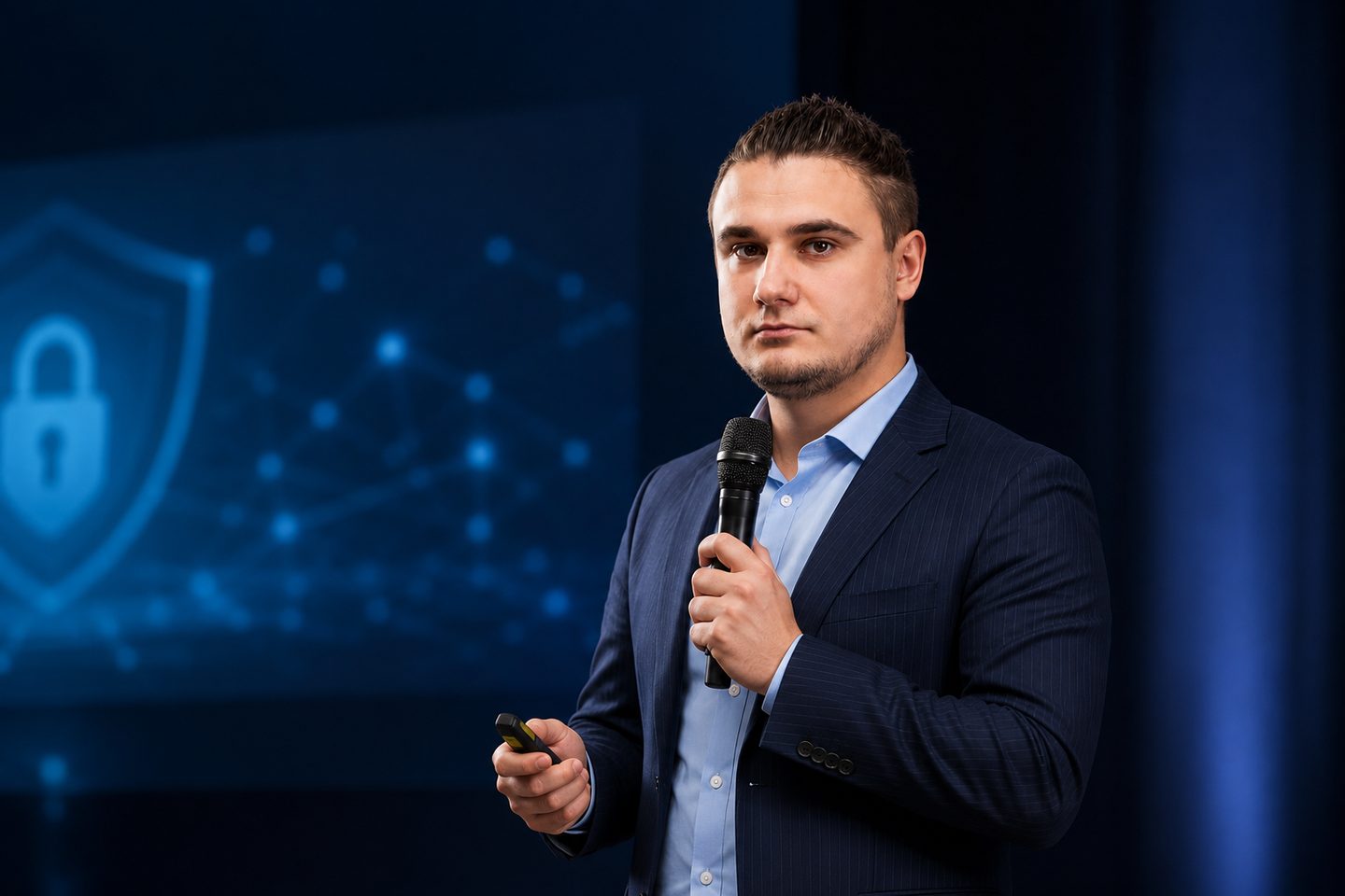 Кирилл Мещеряков выступает с техническим докладом